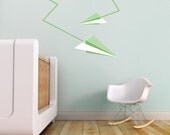 Paper Airplane Wall Decal, Airplane Boy Kids Decor, Plane Baby Nursery Wall Decal. Paper Plane Children Wall Decal