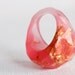 strawberry gold size 7 soft faceted eco resin ring with suspended gold leaf