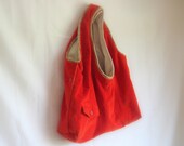 SALE Large Up-cycled Hip Bag, Farmers Market Tote, Market Bag, Ready to Ship - yellowbluebag