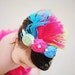 THE RIO--Hot Pink, Lime Green, Turquoise Flower & Feather Headband