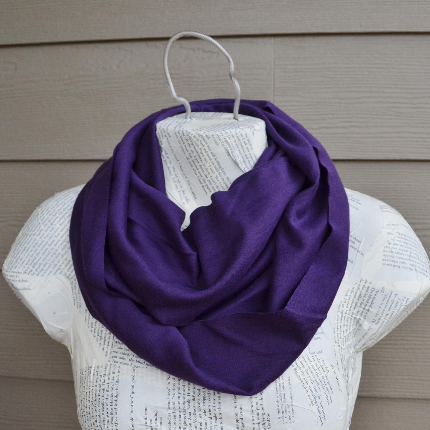 Deep Plum Purple Infinity Scarf from Cotton Knit