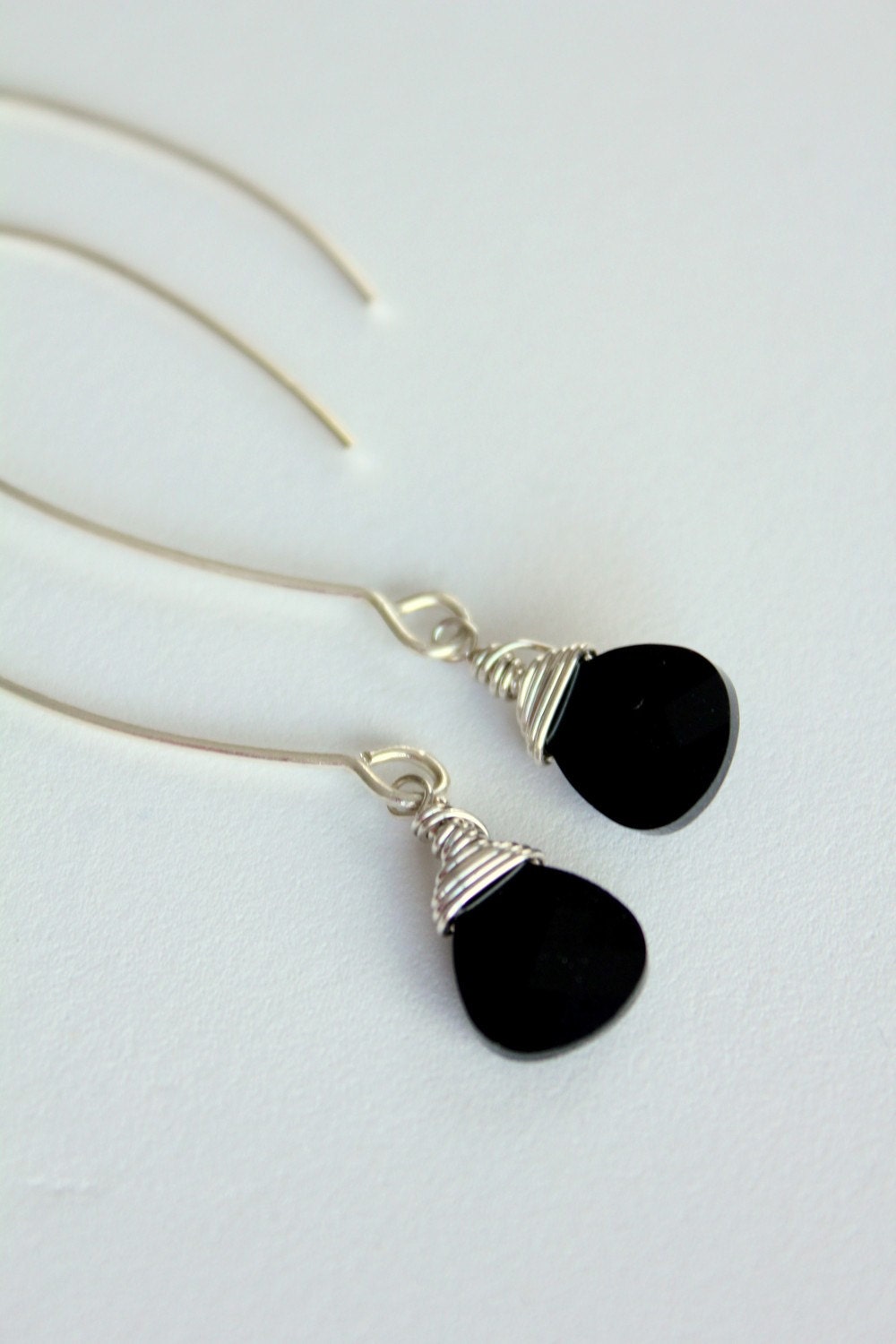 Black Earrings Silver Sterling Sexy, Black Tie, New Years Eve, Black Cocktail Dress, Black Earrings, Gothic,
