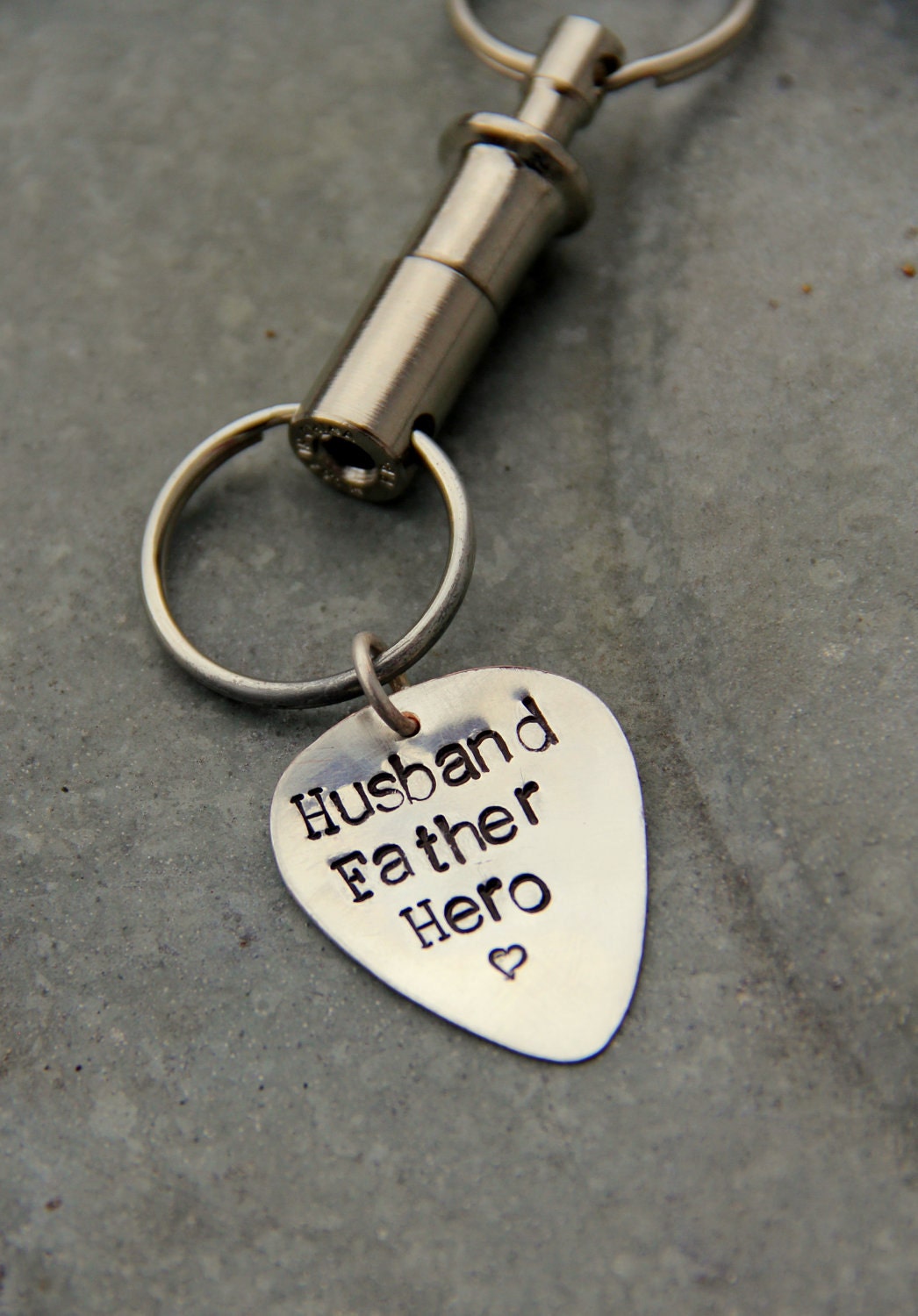 Valentines Day Gift For Him , Hero Father Silver Key Chain for Military Solider Deployment, Gift For Army Dad Veteran, Guitar Key Chains