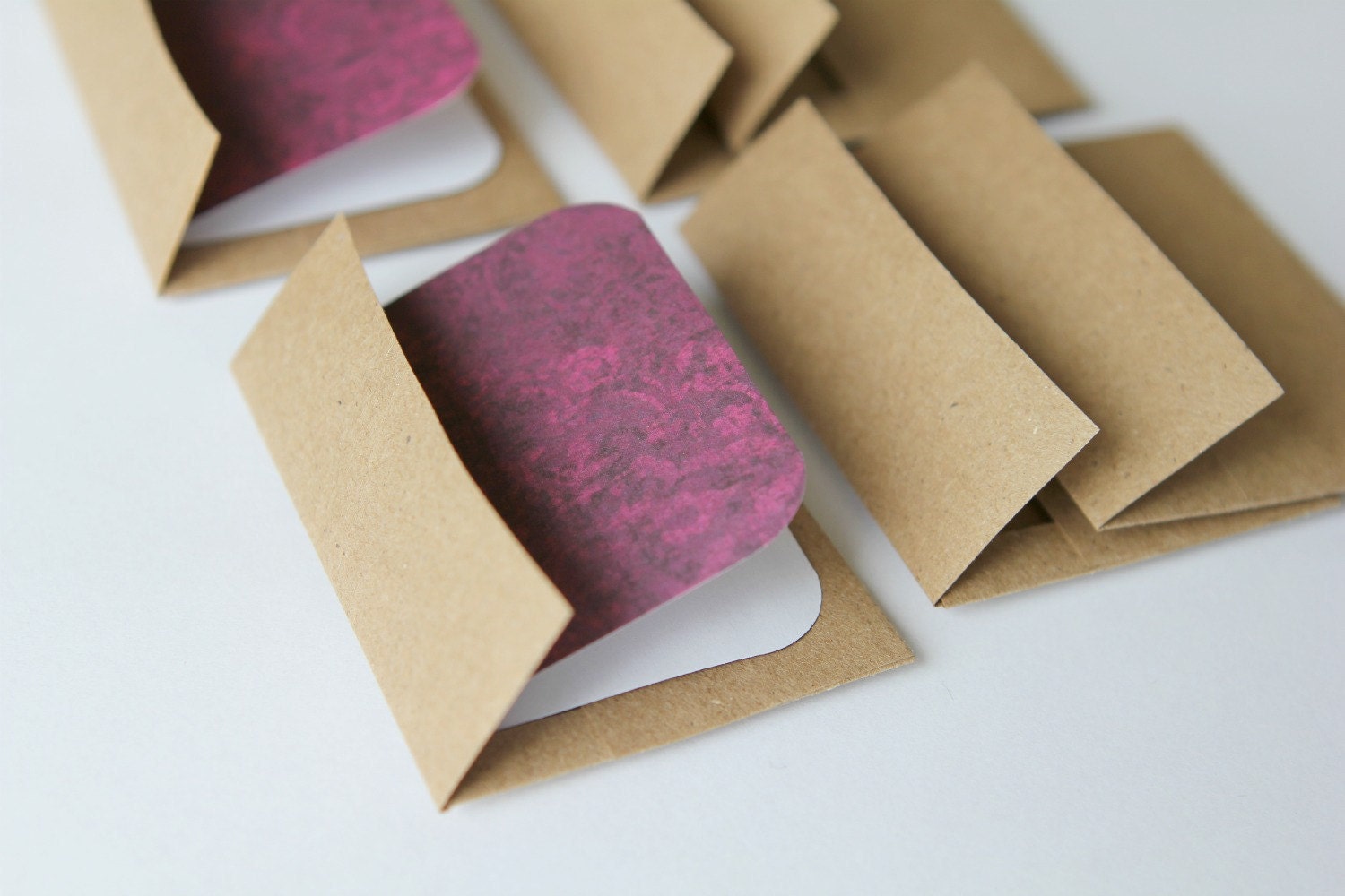 Mini Cards n Envelopes - Set of 6 - Recycled Kraft - Eggplant Designs