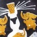 Happy elephant dance. Tammis vtg cocktail napkin, textile. Excellent condition.