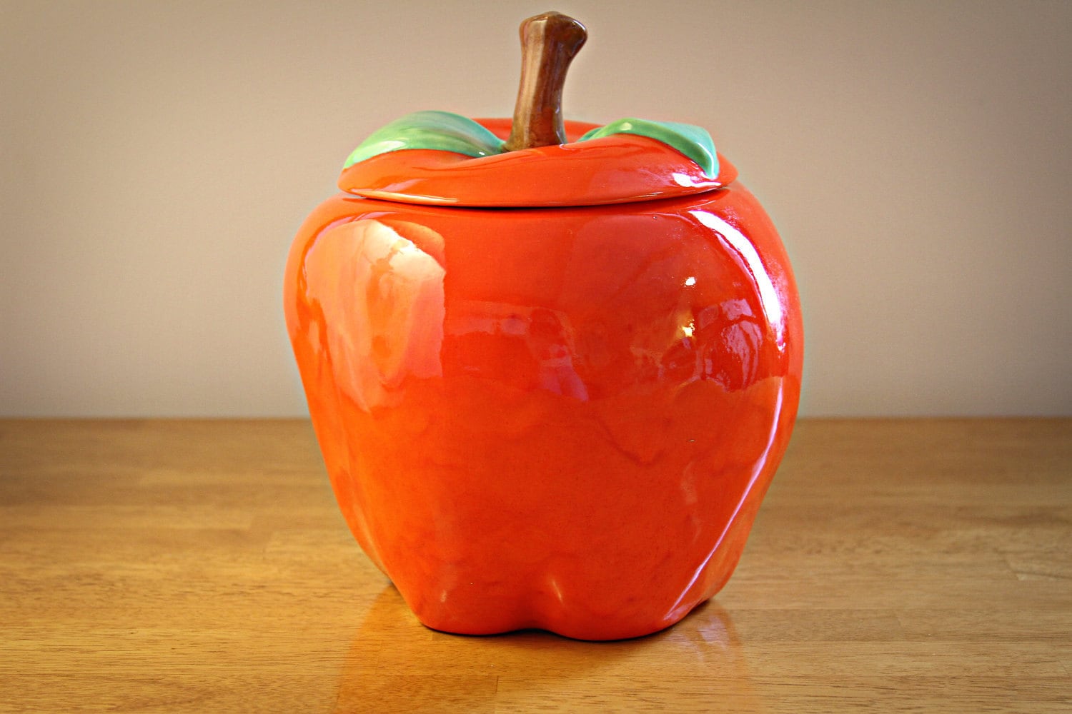 Red Handmade Ceramic Apple Cookie Jar by fourbeats on Etsy