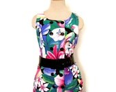 1980s Tropical Print Mini Dress (small - medium)