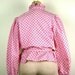 1980s Ruffly Secretary Blouse in Pink with Black Polka Dots
