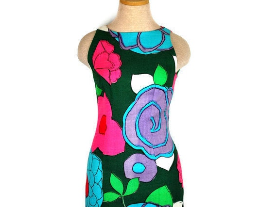 1960s Maxi Sundress - Colorful Mod Floral Print (small) by Rappi