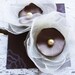 Hair bobby pin Handmade organza rose flowers ivory brown 2pcs bridal