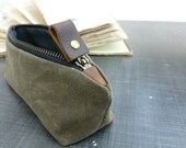back to school sale Waxed canvas pencil pouch/small pouch with zipper in brown (oak)