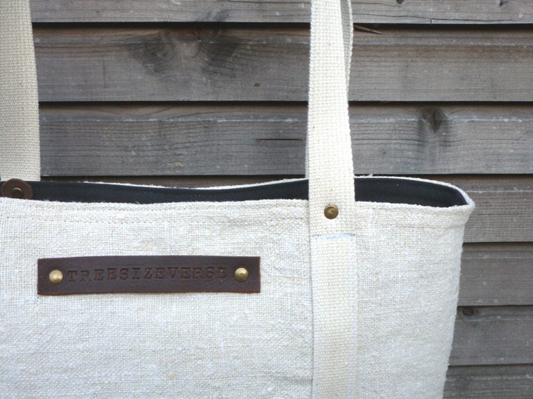 recycled antique linen tote bag,shoulderbag