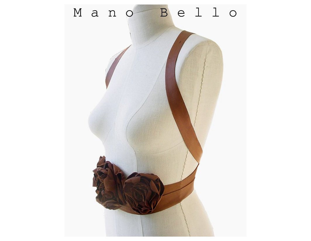 Steampunk Fashion Dramatic Leather Flower Harness Belt CUSTOM
