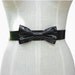 Black Patent Leather Bow Sash Belt Wedding Dress Sash Belt sz 27 28 waist