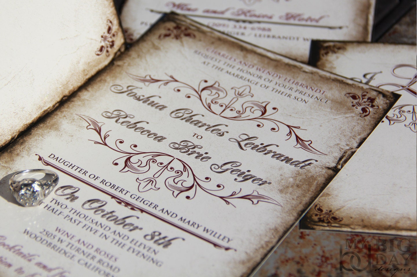 Vintage Wedding Invitation Sets,  Polished Parchment Set