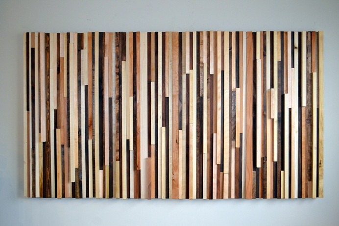 Wood Sculpture Queen Headboard or Wall Art - Lines - 36 x 64