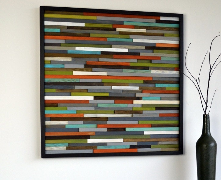 Wooden Art Wall Sculpture - Skinny Rectangles - Reclaimed wood - Abstract Sculpture