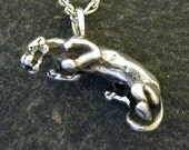 Sterling Silver Mountain Lion, Puma, Panther, Cougar, Catamount  Pendant on Sterling Silver Chain.