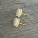 Rose Earrings, Cream Rose Earrings, 14k Gold Earrings, White Rose Earrings, Vintage Earrings, Post Earrings, Off White Earrings, 1980s,