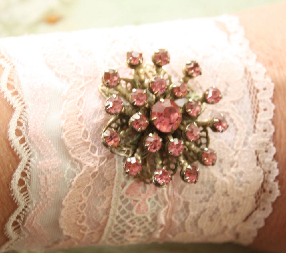 Layered Vintage Lace Cuff Recycled Romantic Boho Gypsy