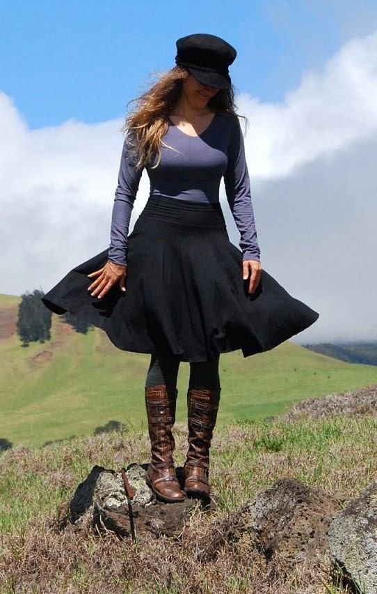 Womens Circle Skirt - Black Skirt - Organic Clothing - Eco Friendly - Several Colors Available