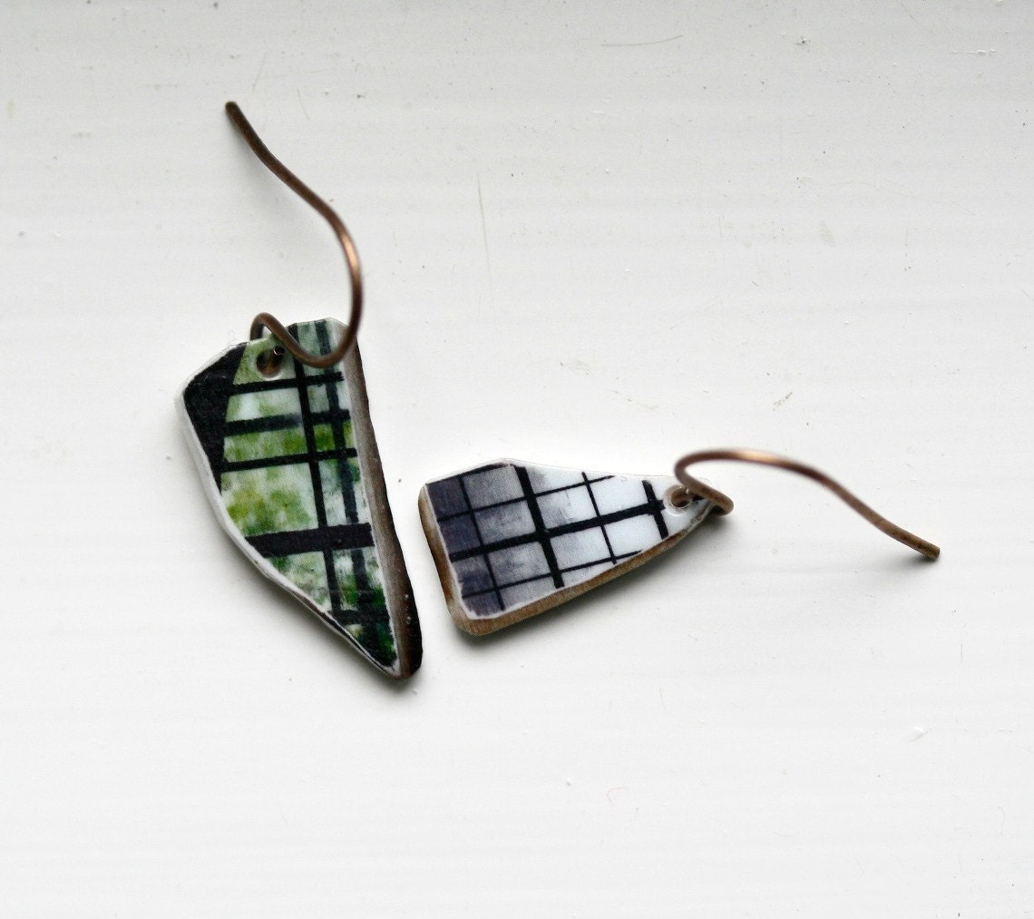 Light In the House of God Photo Stone Earrings / Asymmetrical Abstract Design