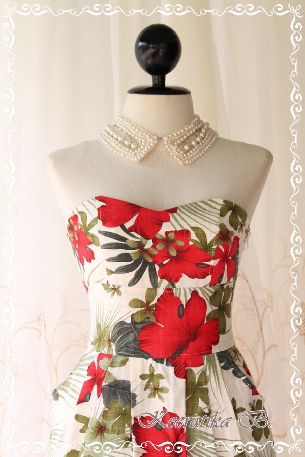 Summer Queen - Cocktail Prom Beach Party Night Dress Hippie Hibiscus flowers Print Spring And Summer Inspired