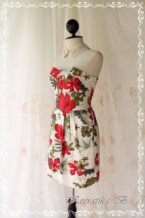 Summer Queen - Cocktail Prom Beach Party Night Dress Hippie Hibiscus flowers Print Spring And Summer Inspired