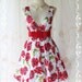 SUMMER SALE - Miss Floral II - Spring Summer Sundress White Background Playful Roses Floral Print Red Sash