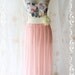 Bella Skirt - Beautiful Light Pink Petite Polka Dot Elastic White Cream Waist Band Matching Removable Flower Long Skirt Free Size XS-M