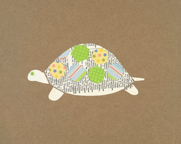 Turtle Paper Collage Print