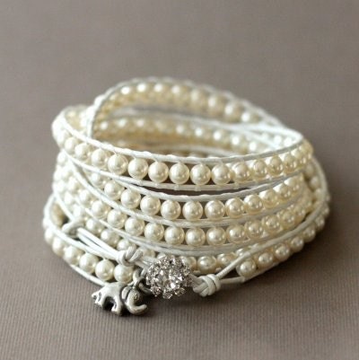 Wedding Collection... the lucky elephant Vintage inspired GOOD LUCK ELEPHANT leather wrap bracelet