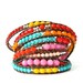 the lucky elephant Mega Leather Wrap Bracelet... Rainbow Sundance with GOOD LUCK ELEPHANT - 4.5 feet long