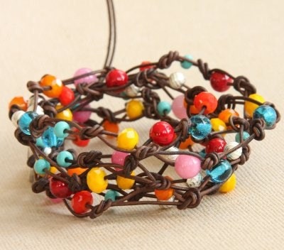 Summer Sale... Knotted GOOD LUCK ELEPHANT leather wrap bracelet