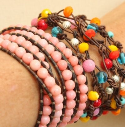 Summer Sale... Knotted GOOD LUCK ELEPHANT leather wrap bracelet