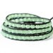 the lucky elephant Mint Green Leather Wrap Bracelet - Faceted Mint Crystals with GOOD LUCK ELEPHANT