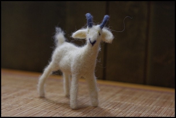 Needle felted goat sculpture