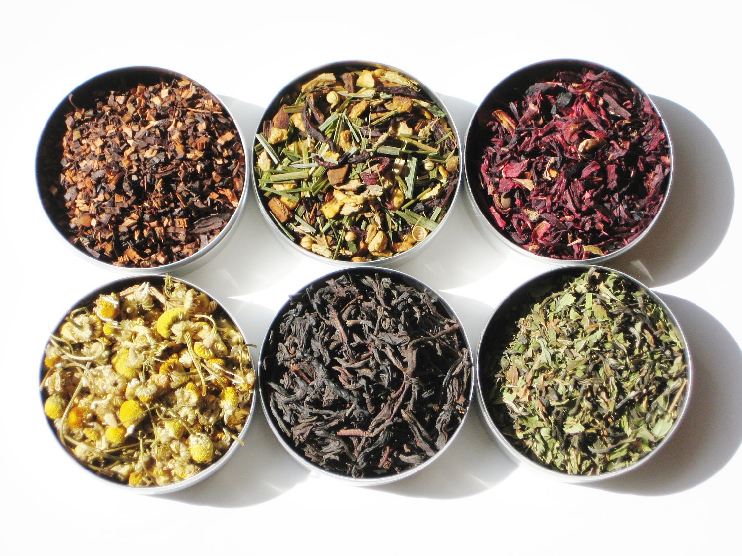 Organic Herbal Tea Sampler - 6 fragrant herbal certified organic loose teas / no caffeine - soothing and relaxing tea gift set