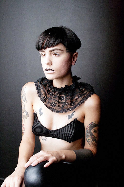 Bats in the Belfry Black Ribbed bathing suit Bra Top bustier lingerie