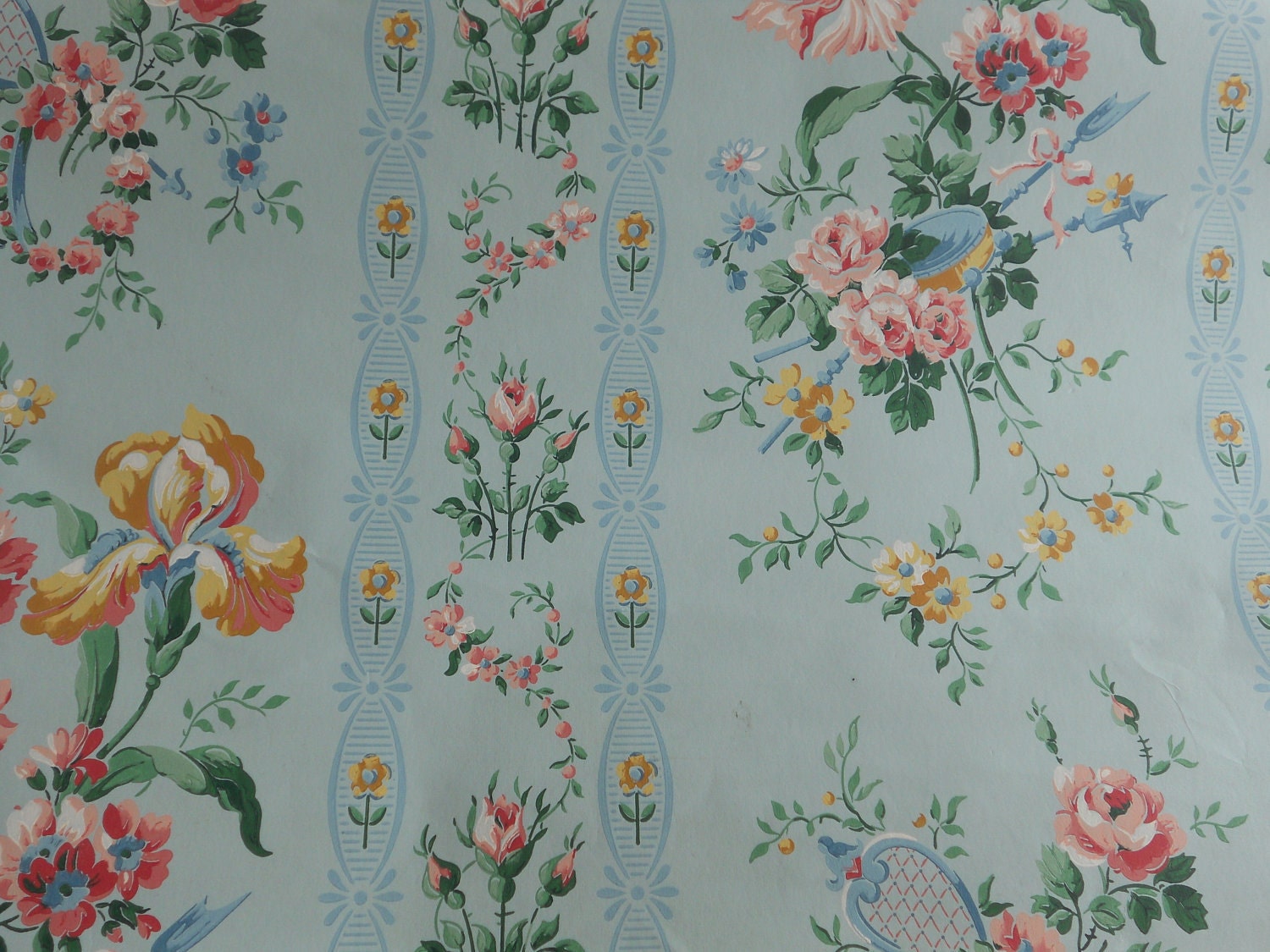 Blue Floral Schumacher Wallpaper Rolls