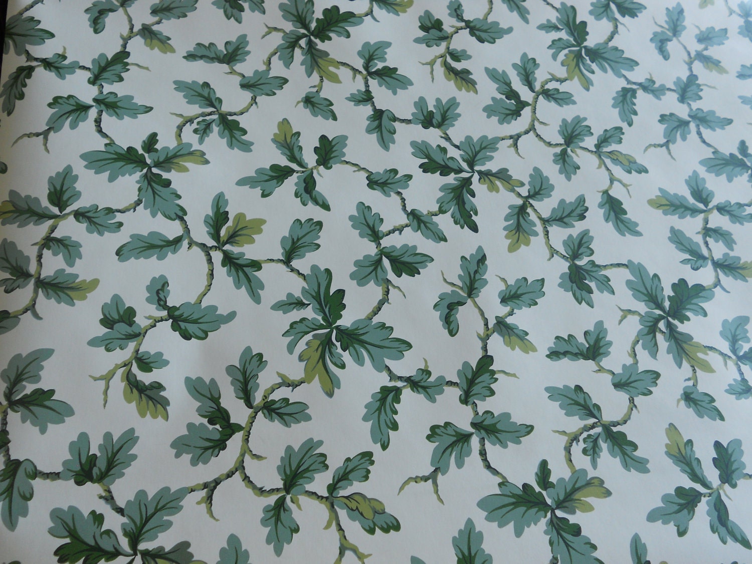Green and White Leaves and Vines Waverly Wallpaper Rolls