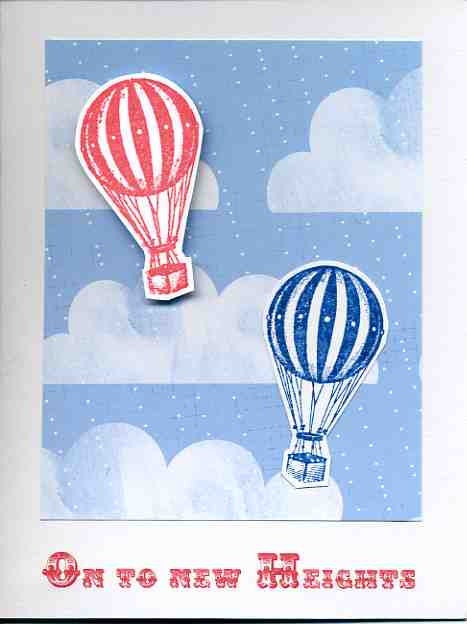 On to New Heights Graduation Card with Hot Air Balloons