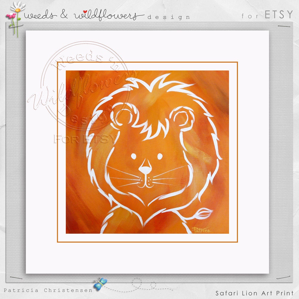 Jungle Lion Digital Printable Wall Art for Baby Nursery - Kids Rooms - Safari Colors - Download Immediately