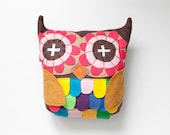 Brown colorful OWL PILLOW leaf wing