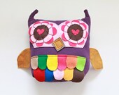 purple Heart eyes OWL colorful urban pillow