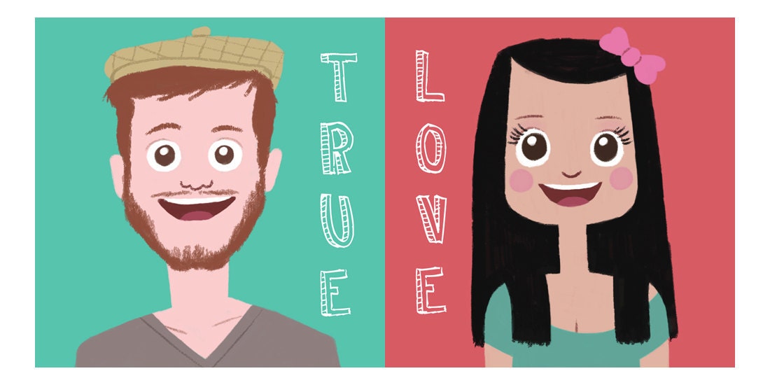 Custom Couple Portrait Pop Art  illustration