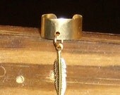 Brass Feather   Ear Cuff / Dreadlock Jewelry