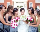 Gray Rosette Headband..Rosette Headband...Bridesmaid Gift....Bridesmaid Heaband...black..silver..gray..grey...CLARA
