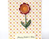 Handmade Mothers Day card quilling flower quilled greeting card polka dot