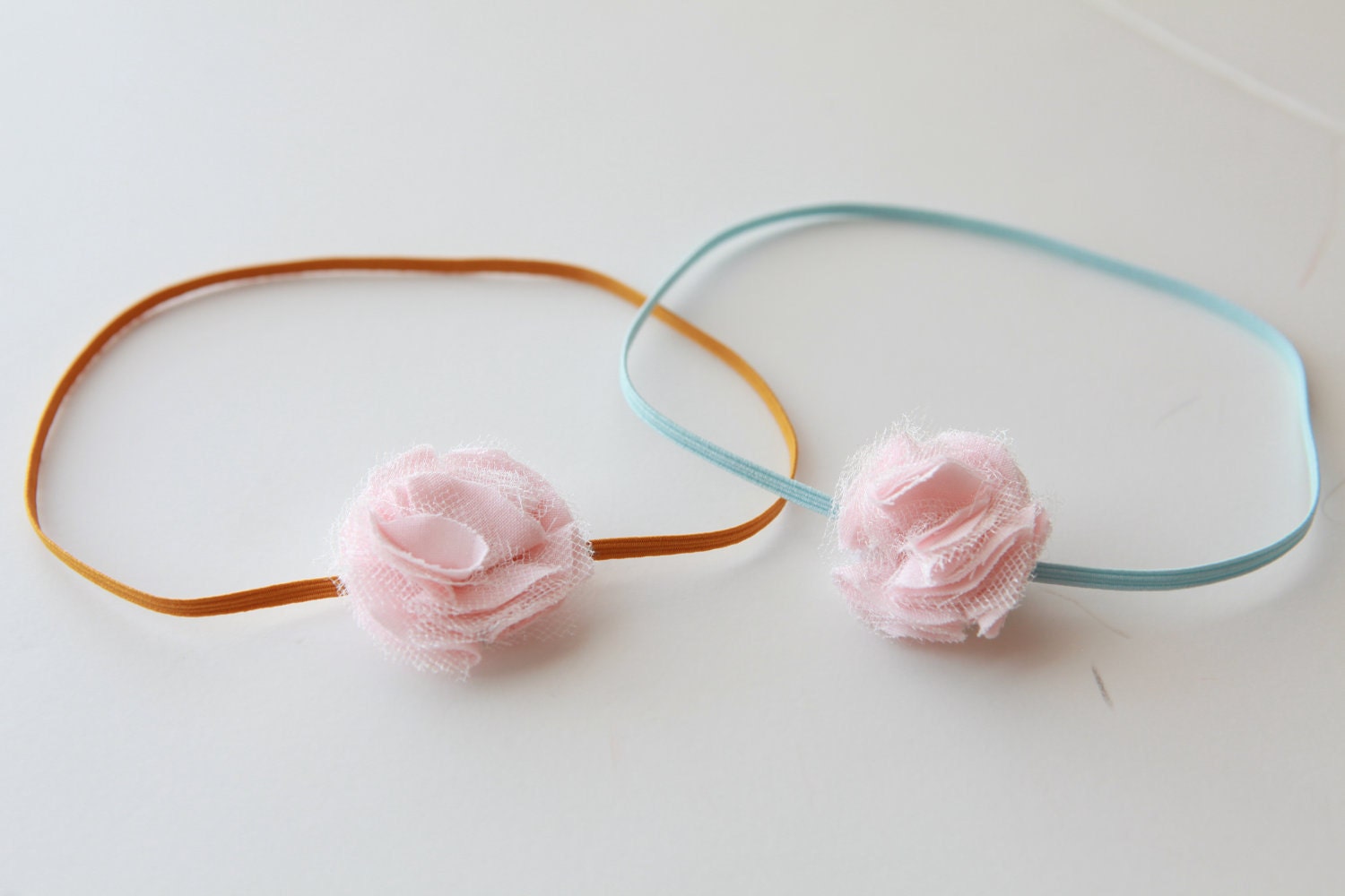 Pink Tulle Blooming Flower Headband- Choose elastic color and size